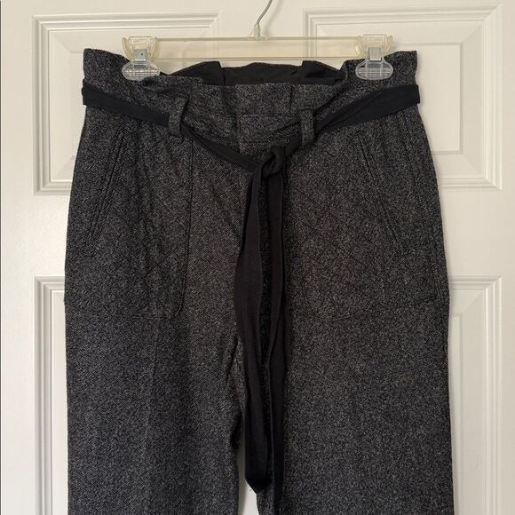 NWT. Madewell Buckley Tailors Black and White Herringbone Paperbag Pants - Picture 2 of 11